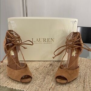 Lauren Ralph Lauren Women's Brown Suede Lace-Up Heels